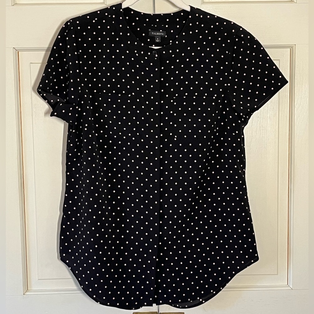 Talbots Polka Dot Button Down Blouse - image 1